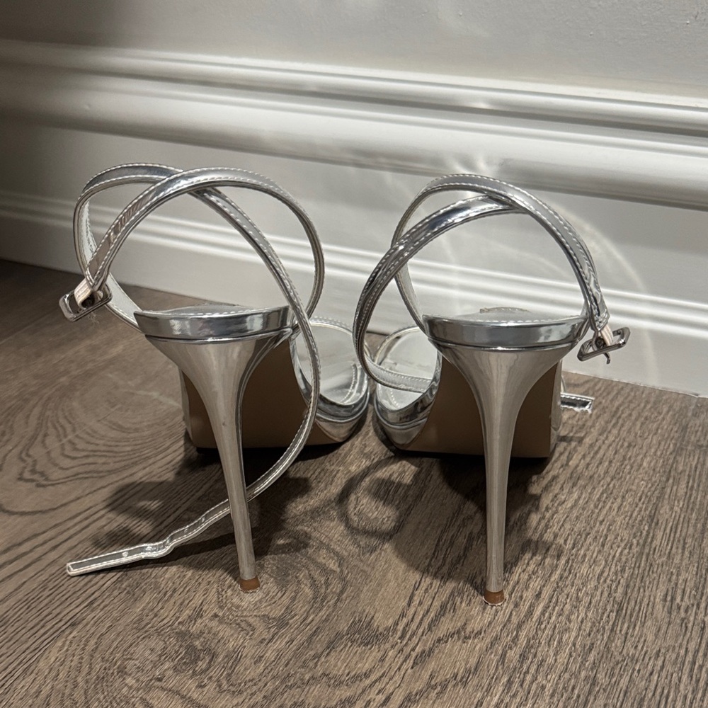 Steve Madden Metallic Silver Heels - Picture 2 of 5